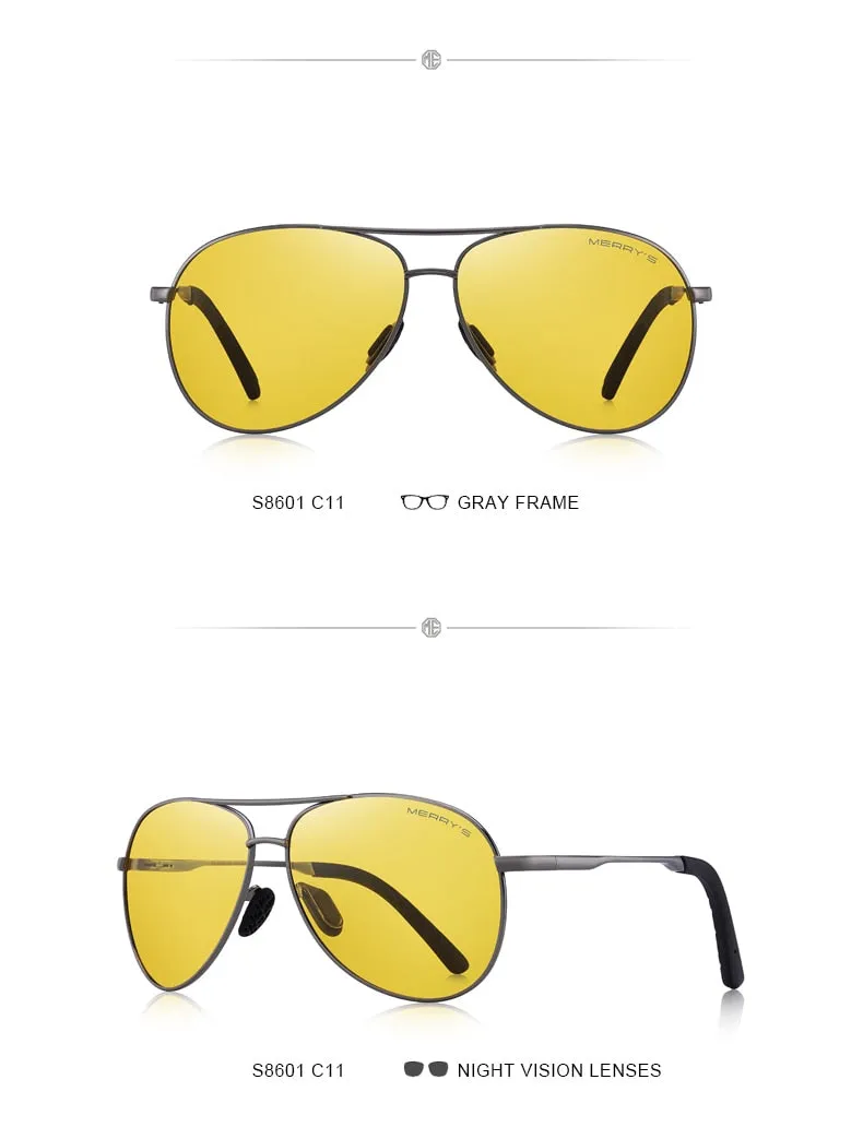 Designer Men's Classic Pilot Polarized Driving Shield Night Vision Sunglasses UV400