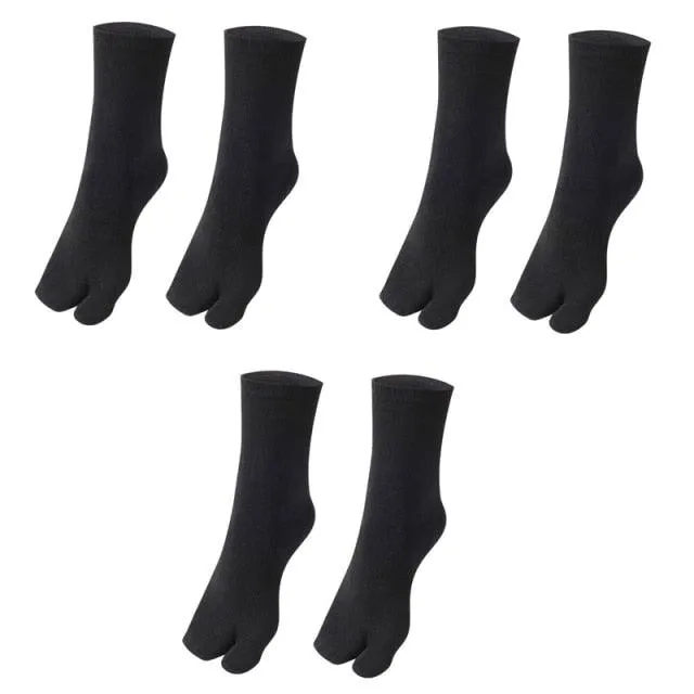 Eco-Friendly Cotton and Bamboo Japanese Tabi Toe Socks - 3 Pack