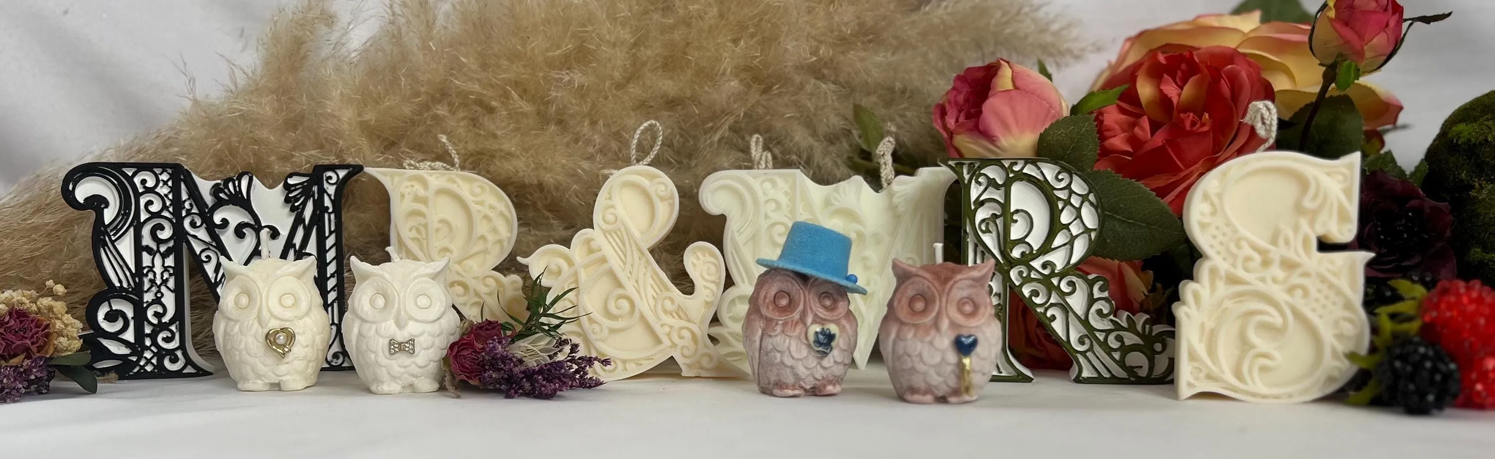 Fancy Mini Owl Candles - Decorative Embellished Owl Candles