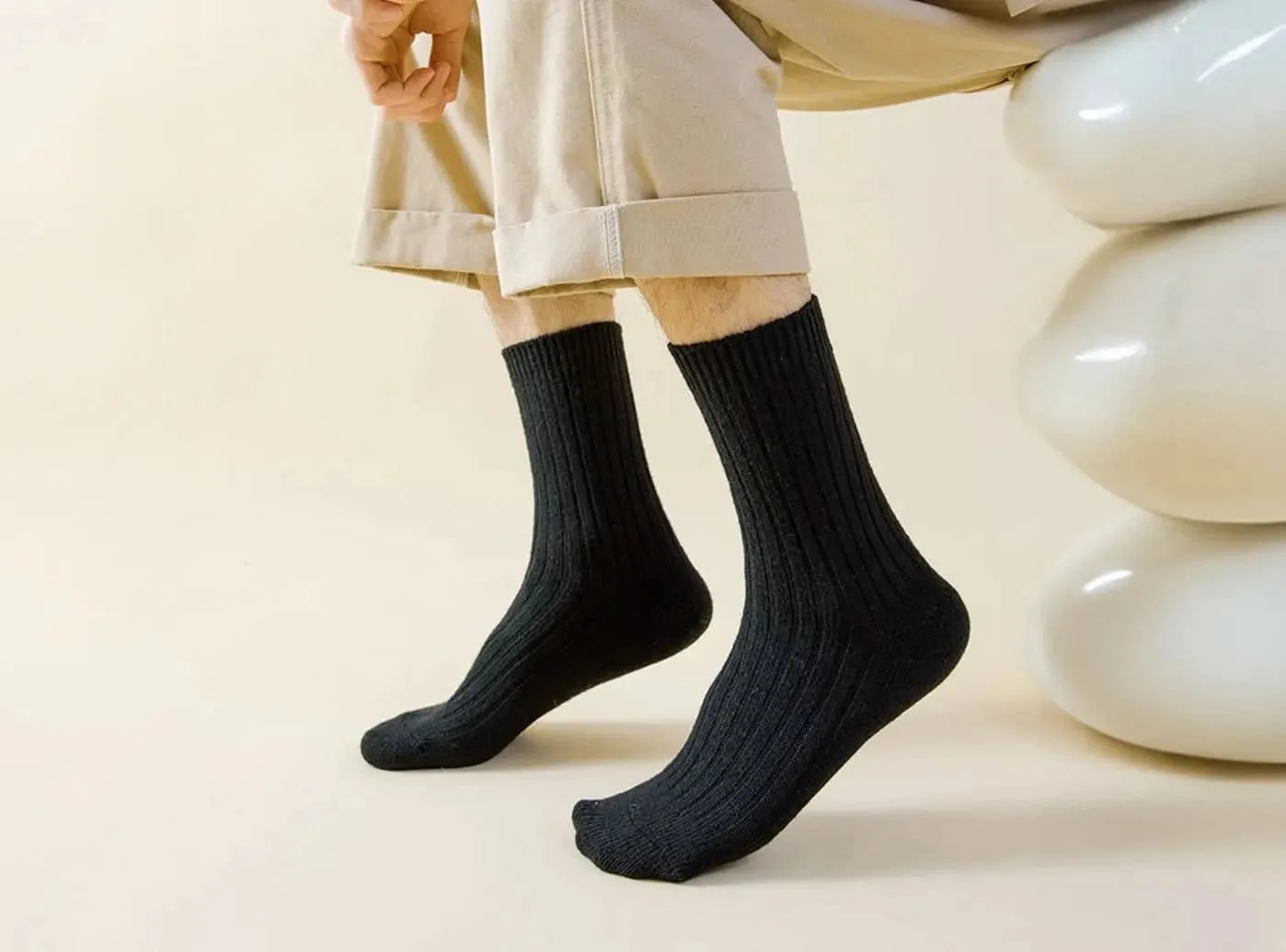 FitVille Men's Classic Cotton Crew Socks 3-Pair Bundle