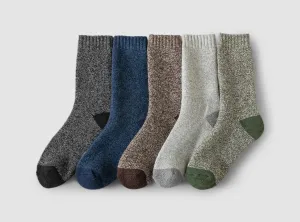 FitVille Men's Winter Wool Socks 5-Pair Bundle
