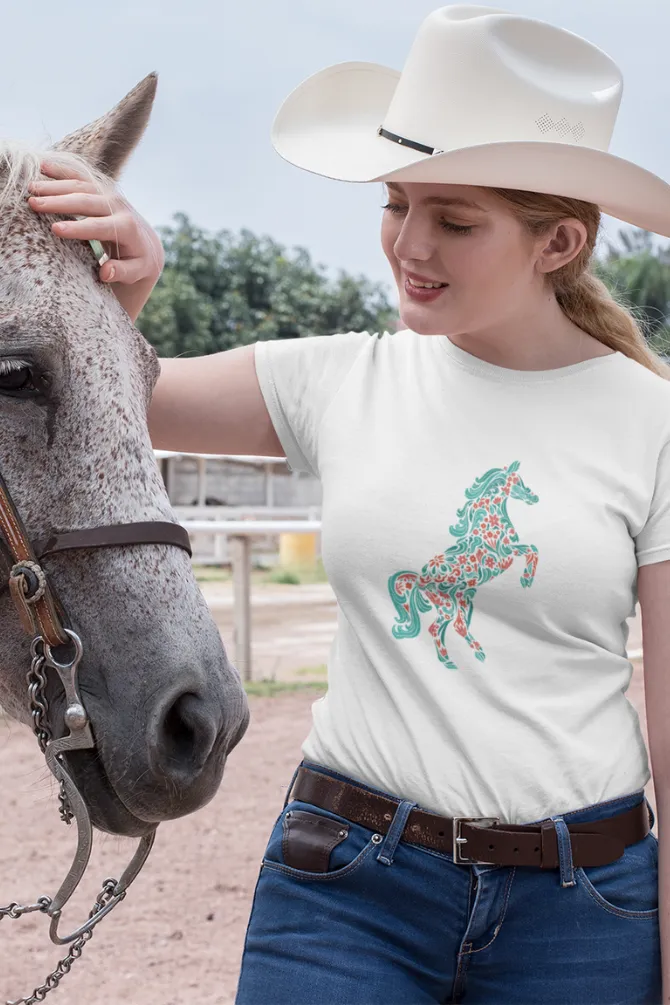 Floral Horse Printed T-shirt for women