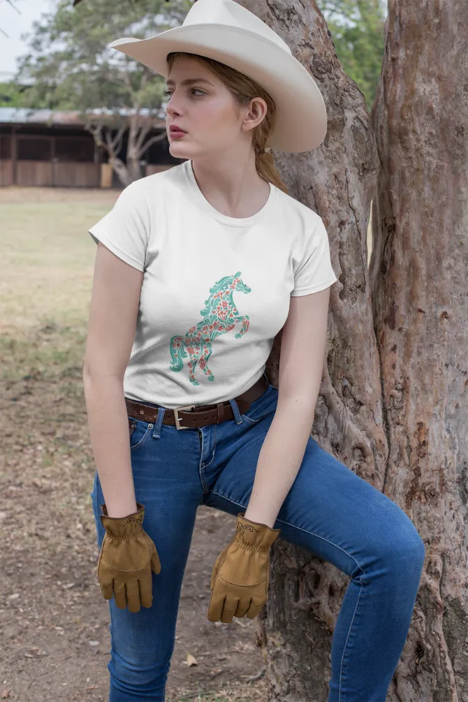 Floral Horse Printed T-shirt for women