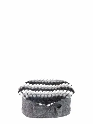 Grey And Charcoal Black Hat With A Grey Bow