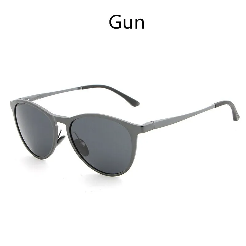 Hdcrafter Unisex Full Rim Oval Round Aluminum Frame Polarized Sunglasses L6625