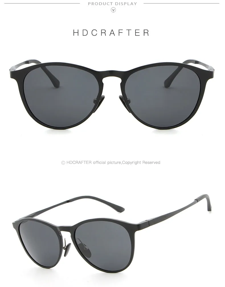 Hdcrafter Unisex Full Rim Oval Round Aluminum Frame Polarized Sunglasses L6625
