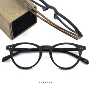 Hdcrafter Unisex Full Rim Round Wood Frame Eyeglasses Ps6089