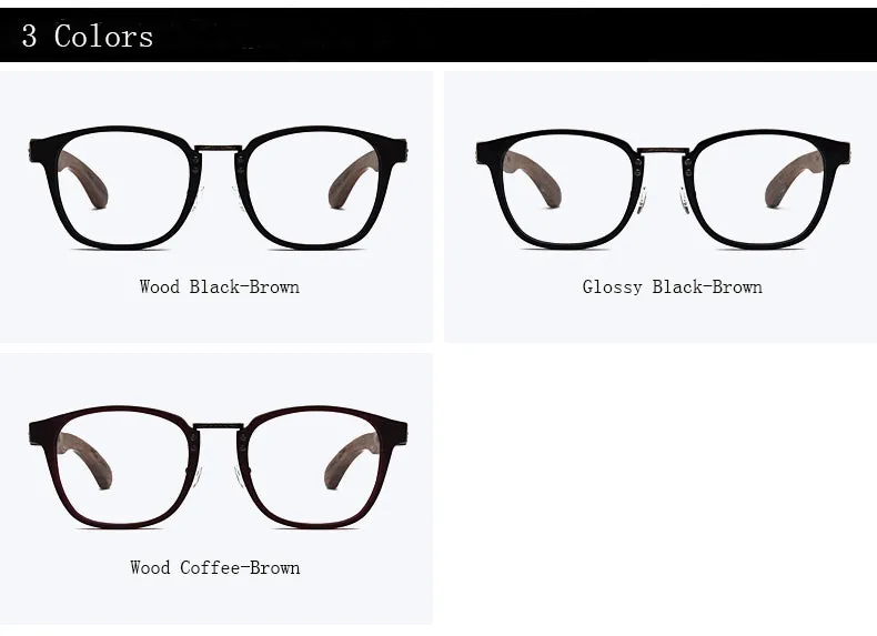 Hdcrafter Unisex Full Rim Round Wood Temple Eyeglasses 7473d