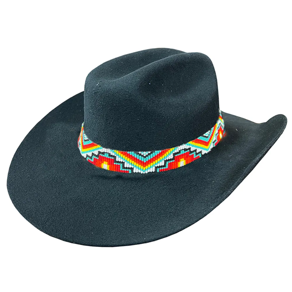 HILASON Beaded  American Style Western Cowgirl Handmade Hatband Tan