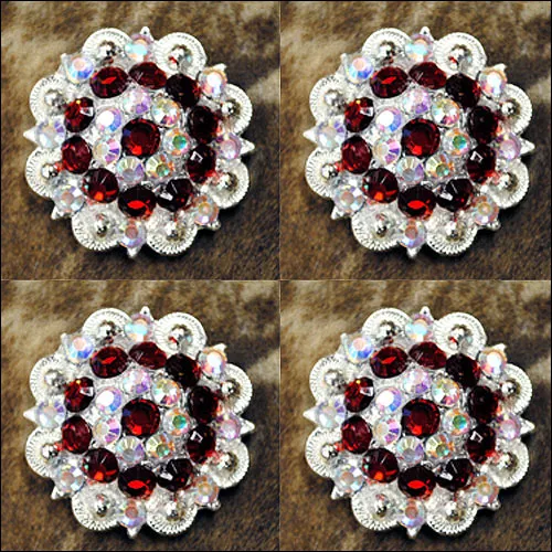 Hilason Red Ab Crystal 1-1/4" Berry Concho Rhinestone Saddle Tack Cowgirl