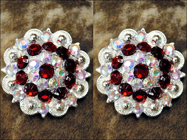 Hilason Red Ab Crystal 1-1/4" Berry Concho Rhinestone Saddle Tack Cowgirl