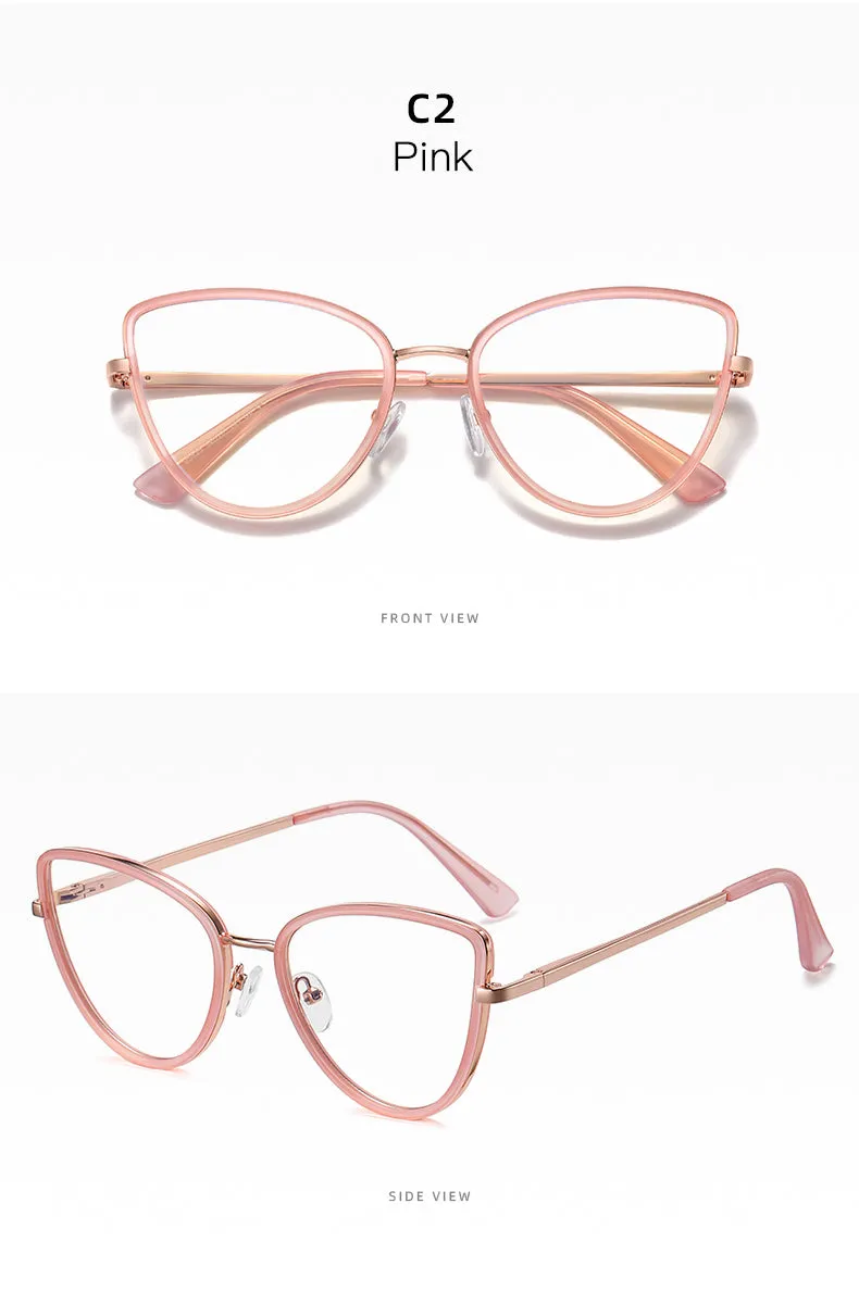 Hotony Women's Full Rim Cat Eye TR 90 Resin Alloy Frame Eyeglasses 95825