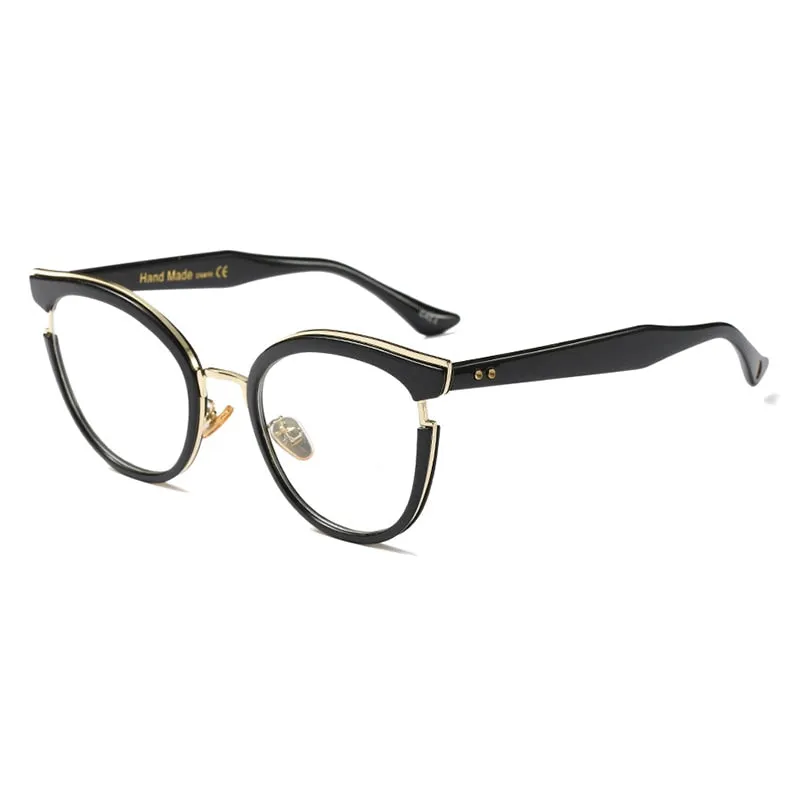 Hotony Women's Full Rim Round Cat Eye Acetate Frame Eyeglasses 97551