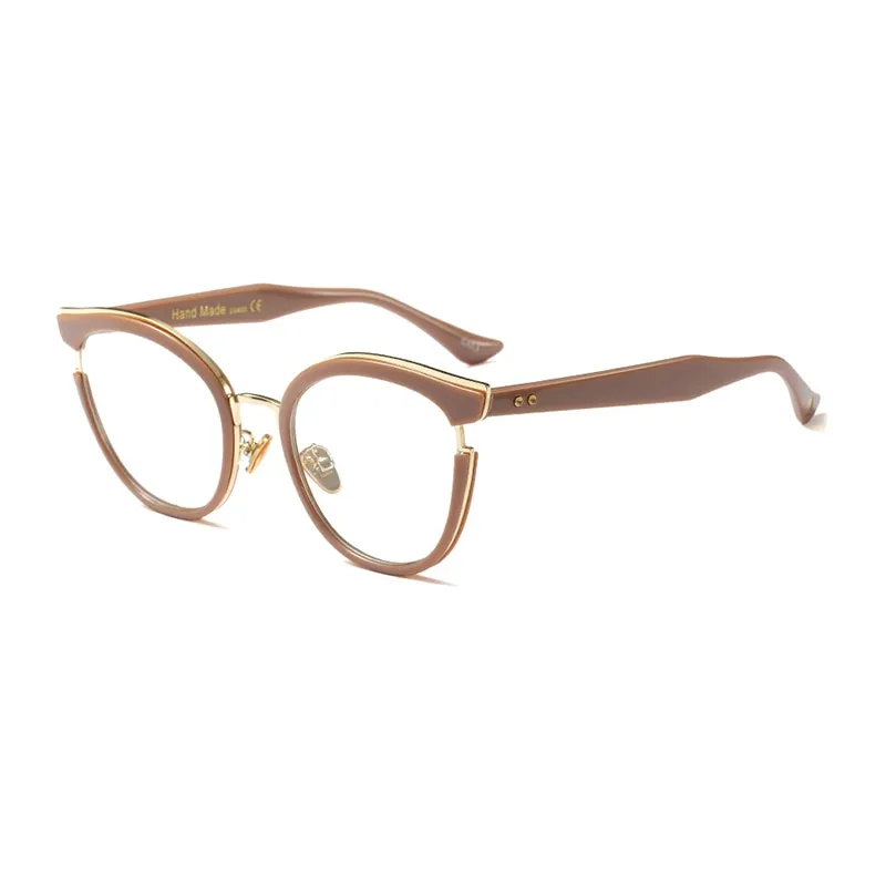 Hotony Women's Full Rim Round Cat Eye Acetate Frame Eyeglasses 97551
