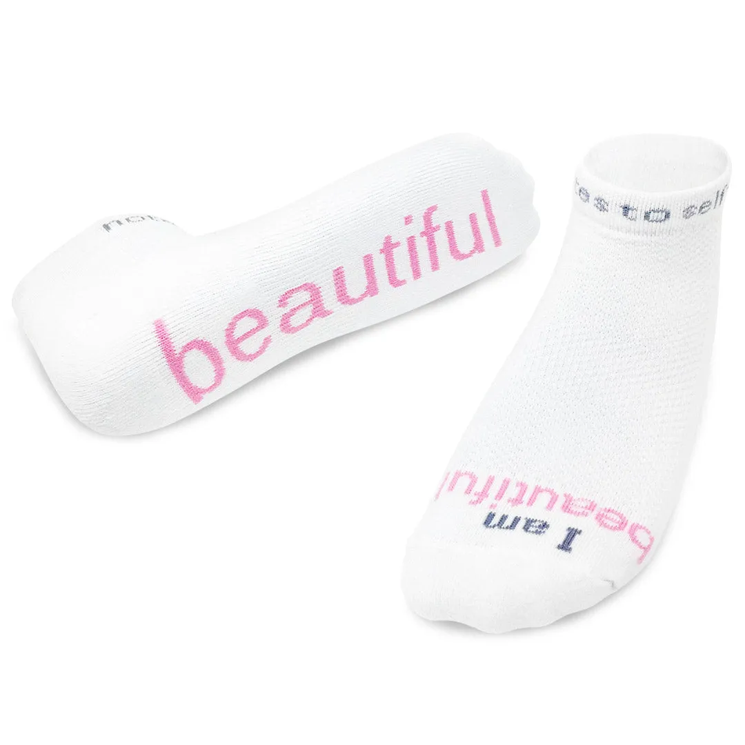 I am beautiful™ white low-cut women's socks