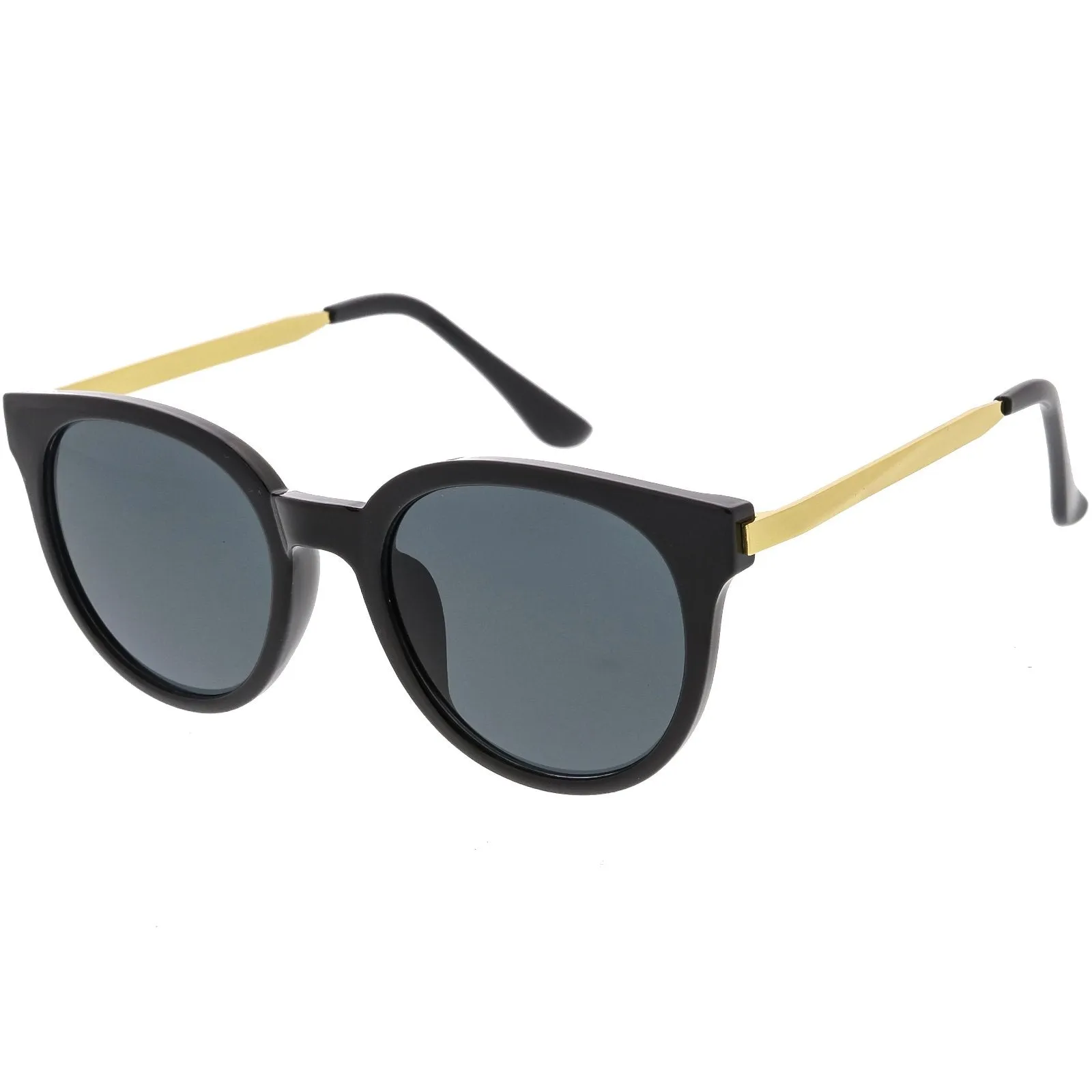 Indie Retro Modern Thick Horned Rim Flat Lens Sunglasses C844