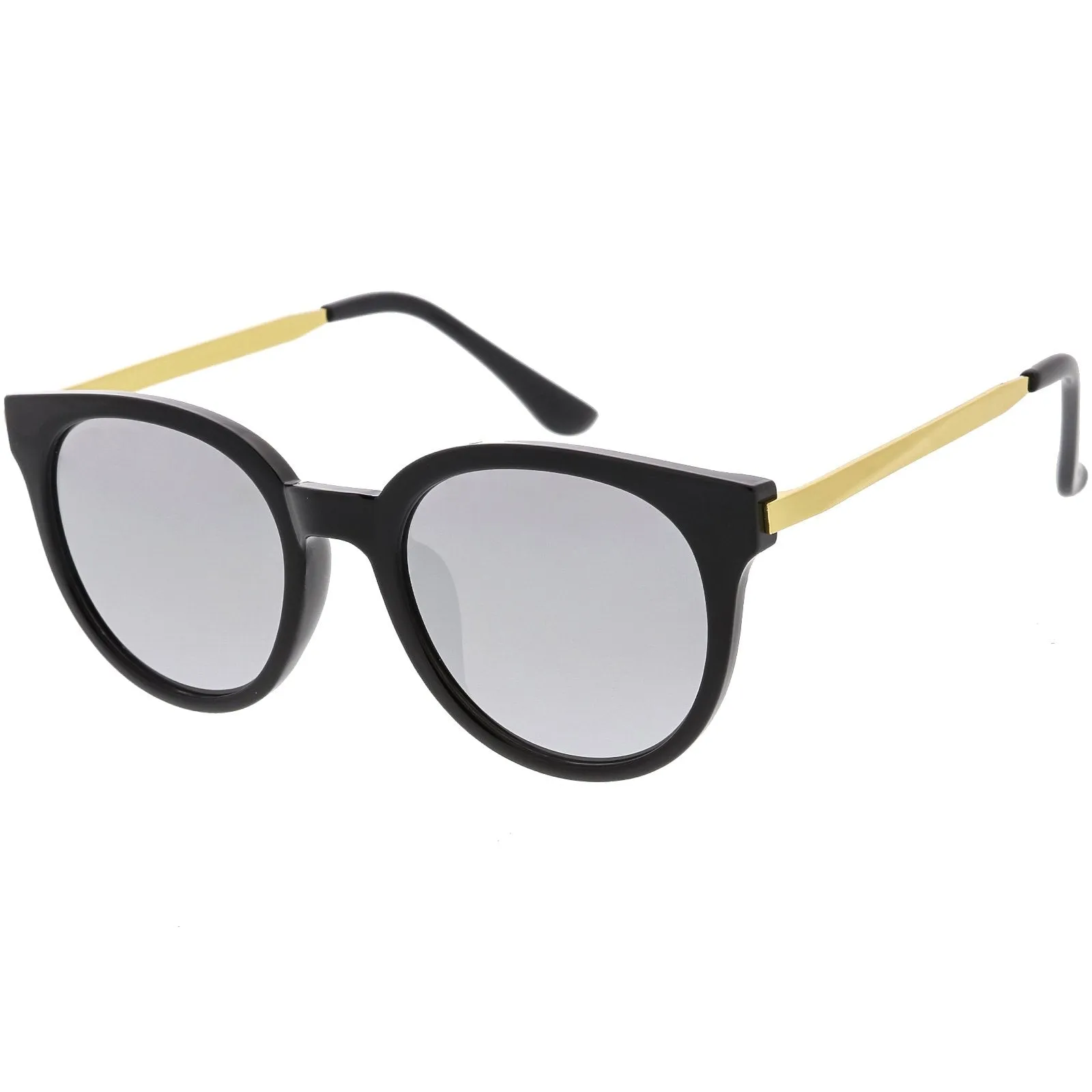 Indie Retro Modern Thick Horned Rim Flat Lens Sunglasses C844