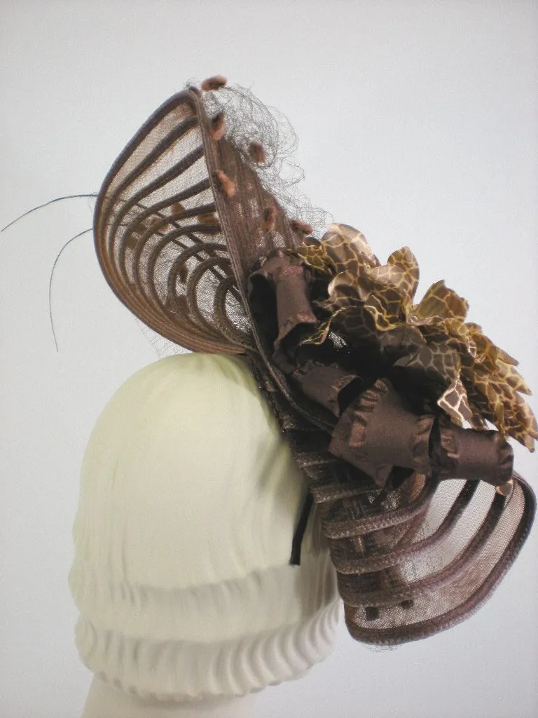 Kentucky Derby Brown Veil Fascinator Hat