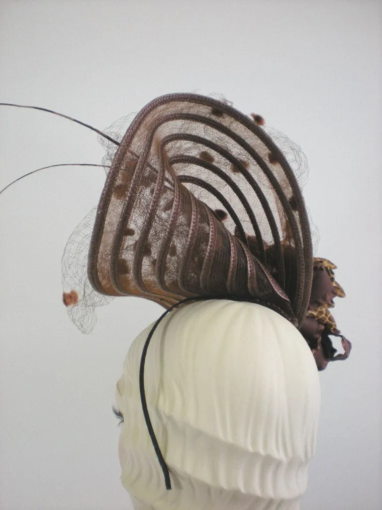 Kentucky Derby Brown Veil Fascinator Hat