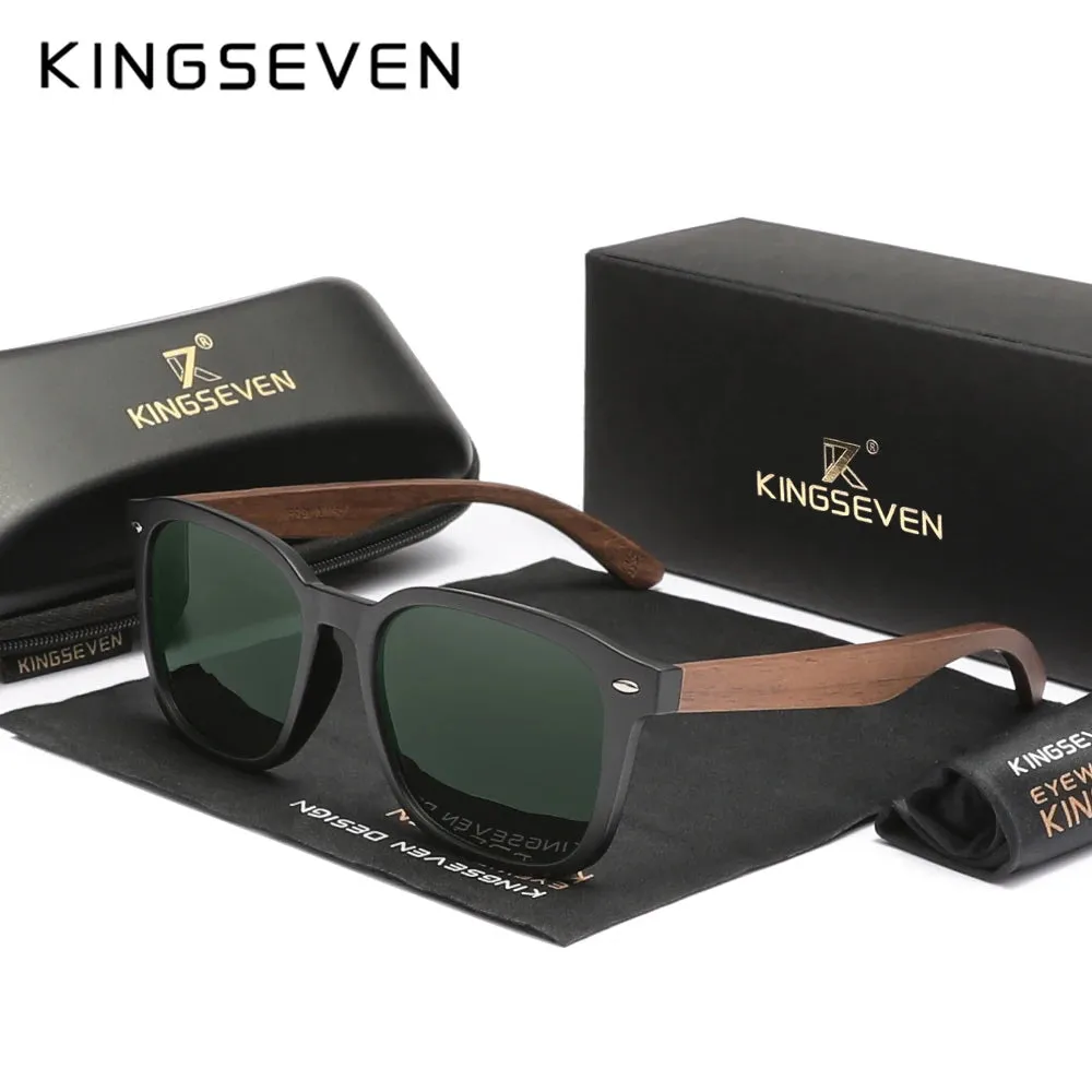 KINGSEVEN Wooden Sunglasses Polarized UV400 Cat Eye Frames