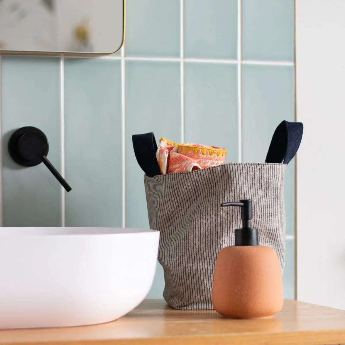 Large Fabric Storage Pot with Handles