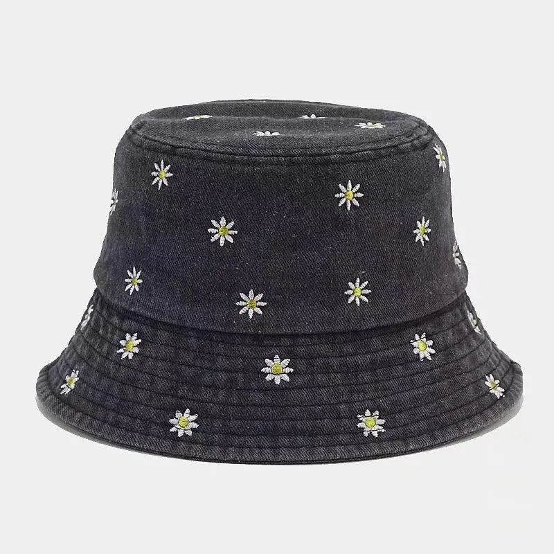 Little Daisy Embroidered Summer Fisherman Hat for Women