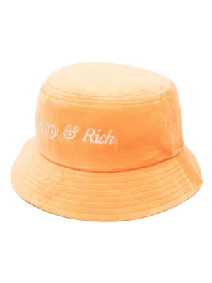 logo-embroidered cotton velvet bucket hat