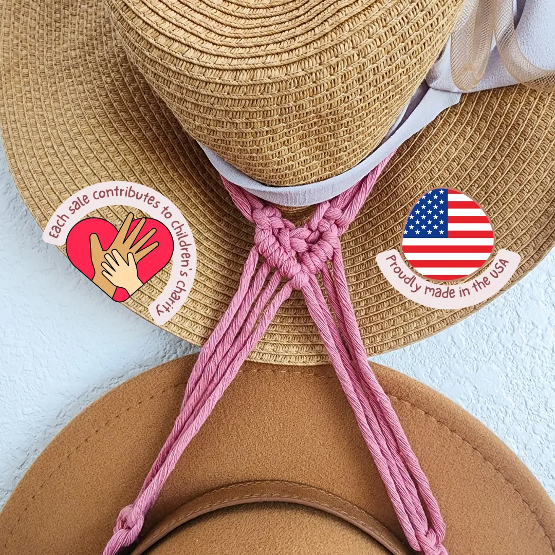 Macrame Hat Hanger, Wall Mounted Hat Display and Organizer