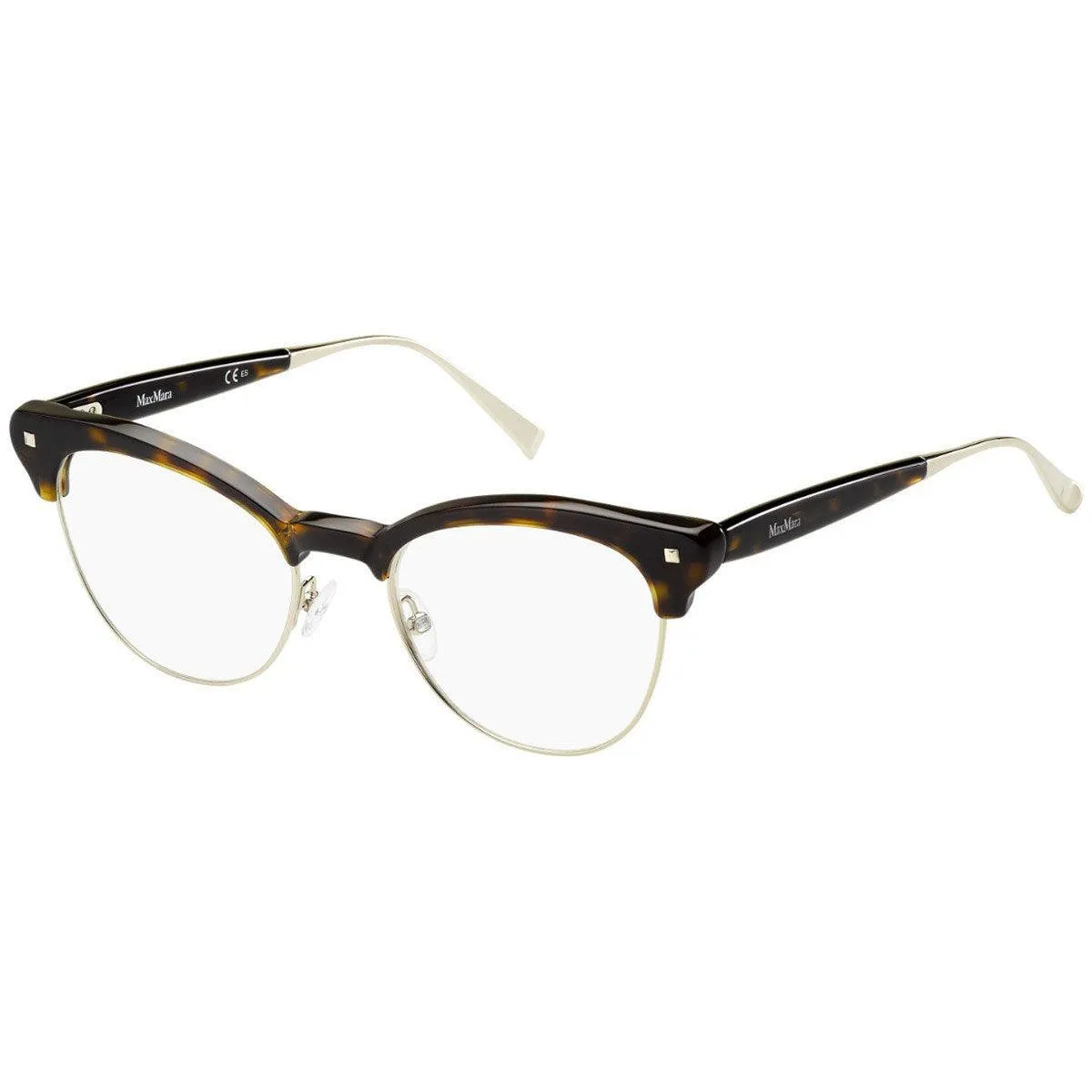 Max Mara Women's Eyeglasses - Havana Gold Plastic-Metal Frame | MM1271-0USO-50-18-140