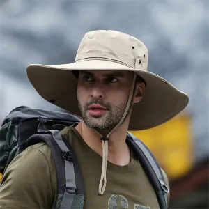 Men Beach Bucket Hat With Strap and Wide Brim