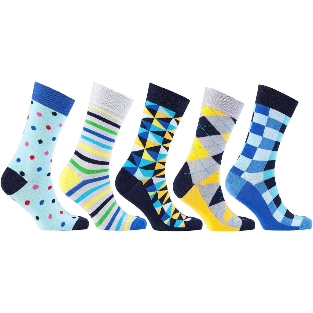 Men's 5-Pair Colorful Mix Socks-3028