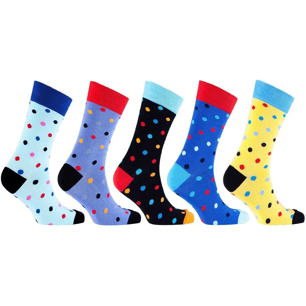 Men's 5-Pair Colorful Polka Dot Socks-3012