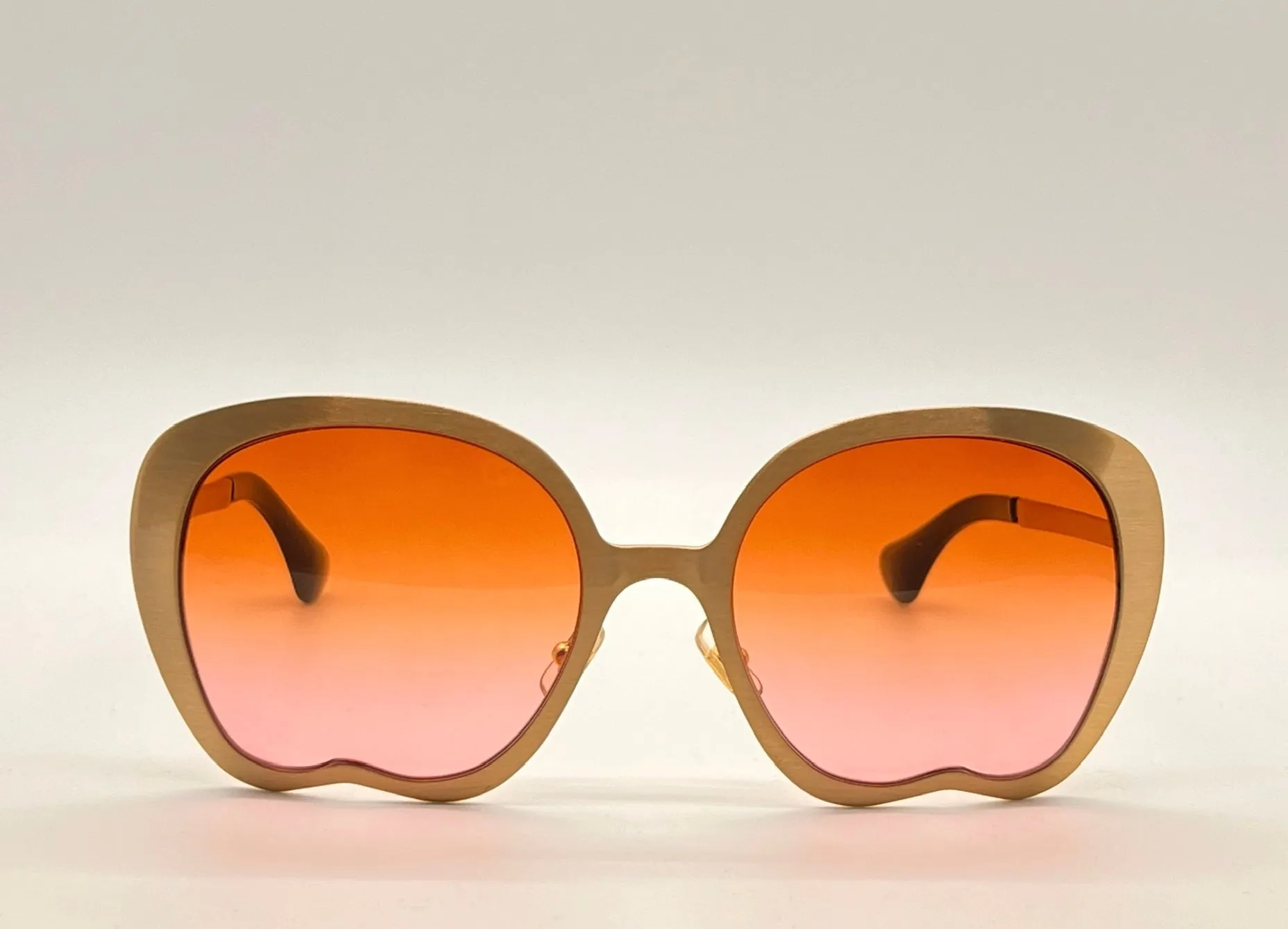 MIU MIU SMU54N JAZ Sun Wave Luxury Brass Sunglasses w/New Custom Gold to Rose Gradient Lenses