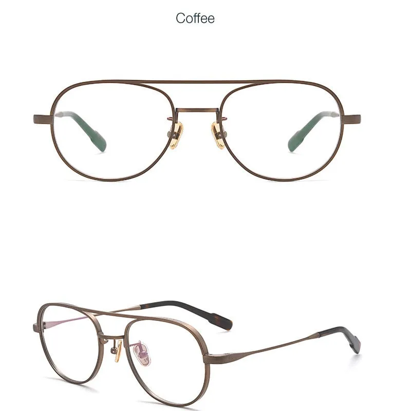 Muzz Unisex Full Rim Oval Round Titanium Double Bridge Frame Eyeglasses 1217