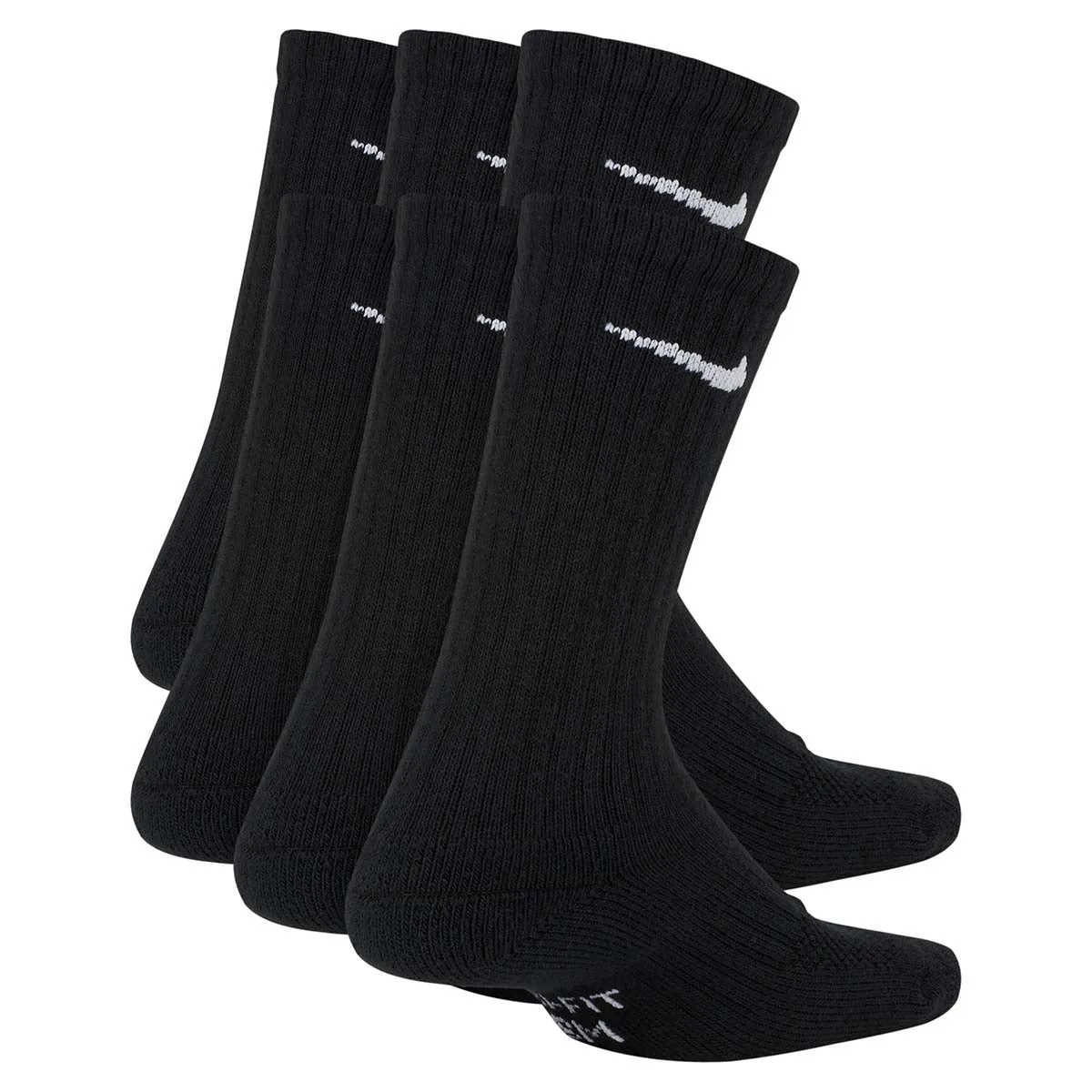 Nike - Everyday Cushioned Youth Crew Socks 6 Pack Black