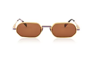 OSCAR & FRANK Mr Zuzu Sunglasses Gold Titanium/ Brown Lens