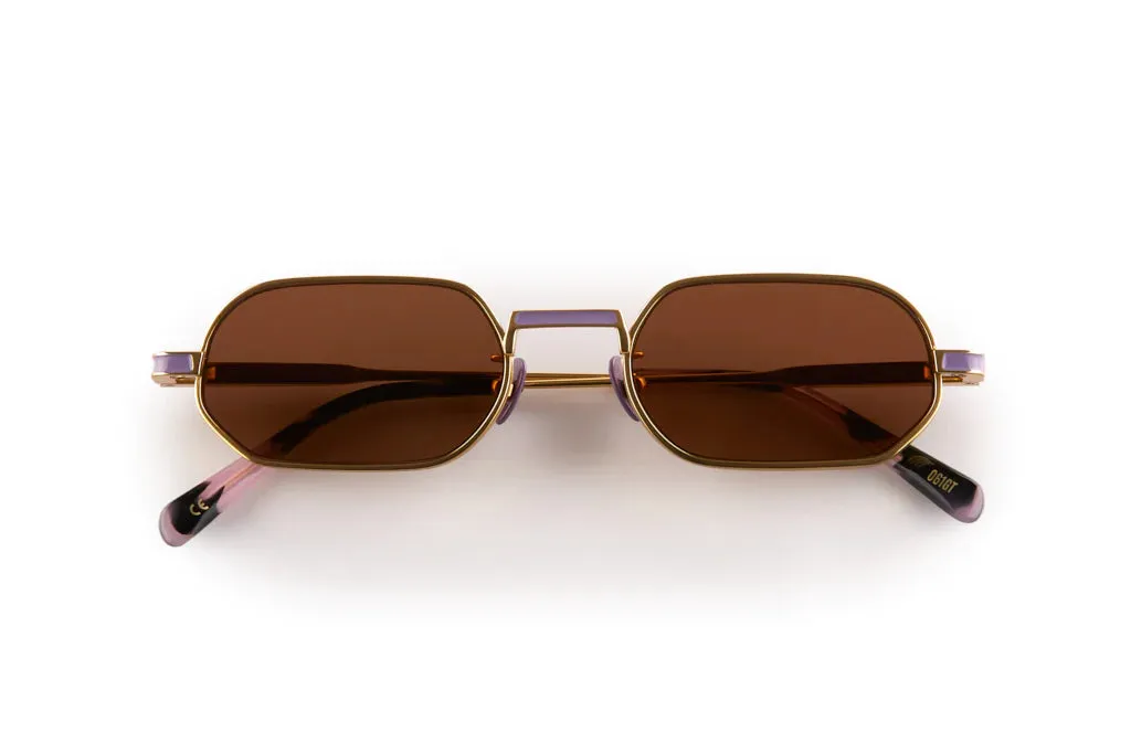 OSCAR & FRANK Mr Zuzu Sunglasses Gold Titanium/ Brown Lens