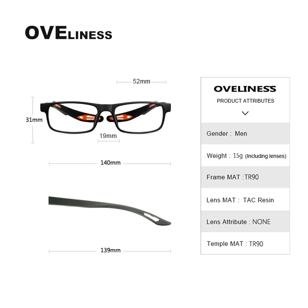 Oveliness Unisex Full Rim Square Tr 90 Titanium Sport Eyeglasses Olad55p