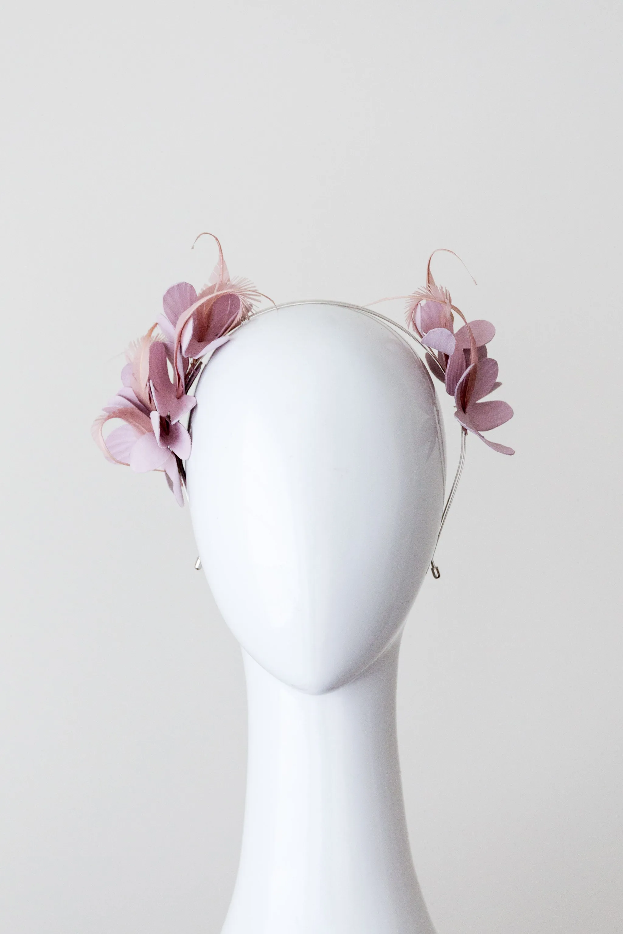 Pale Pink Leather Floral Headband