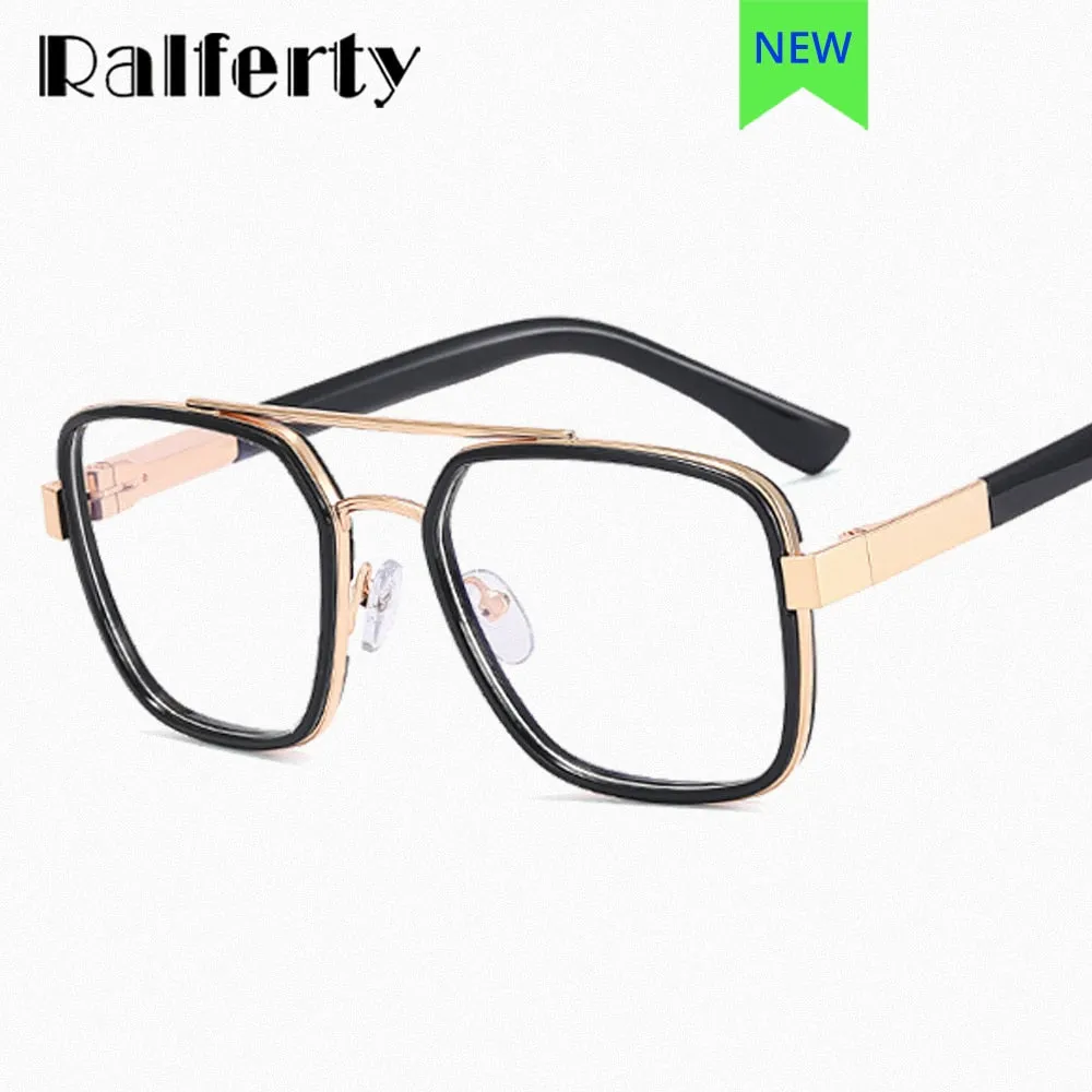 Ralferty Men's Full Rim Big Square Double Bridge Eyeglasses F81085