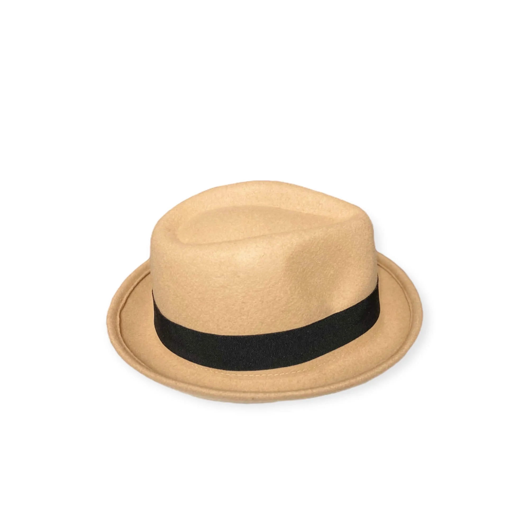 Retro Tan Wool Trilby Fedora Hat