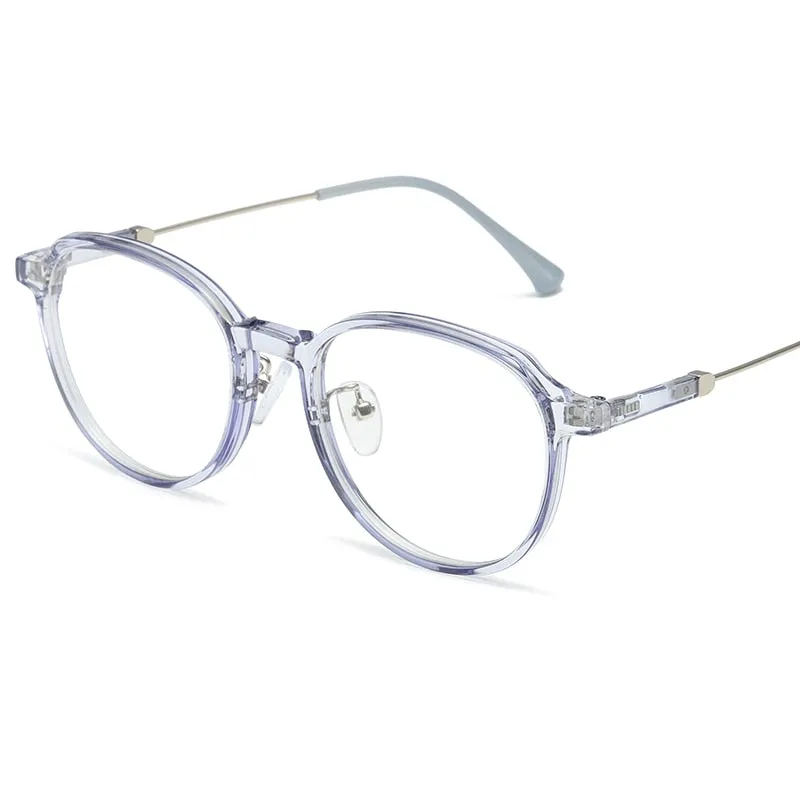 Reven Jate Unisex Full Rim Flat Top Round Polycarbonate Alloy Eyeglasses 81288