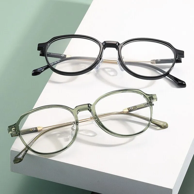 Reven Jate Unisex Full Rim Flat Top Round Polycarbonate Alloy Eyeglasses 81288