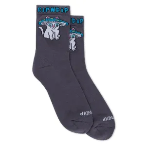 Ripndip "Shroom Cat" Mid Socks - Charcoal