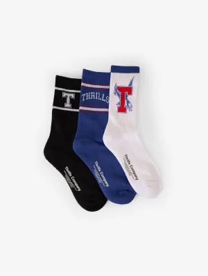 Roosevelt 3 Pack Sock - White - Limoges - Black