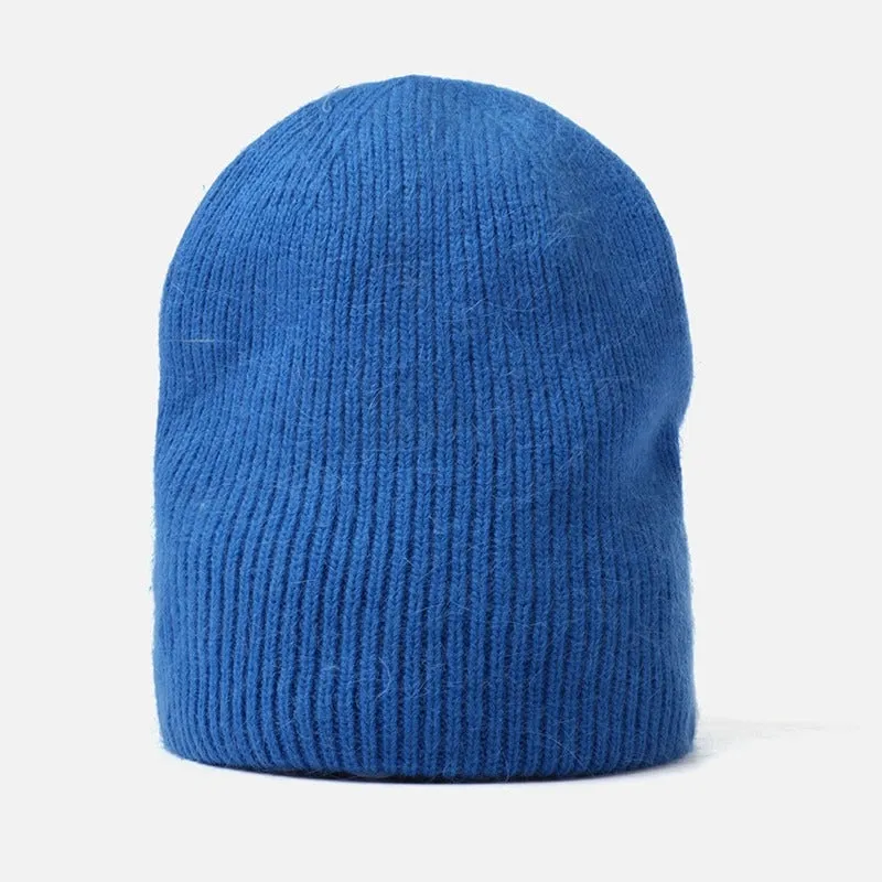 Slouchy Solid-Colored Knitted Winter Beanie Hats