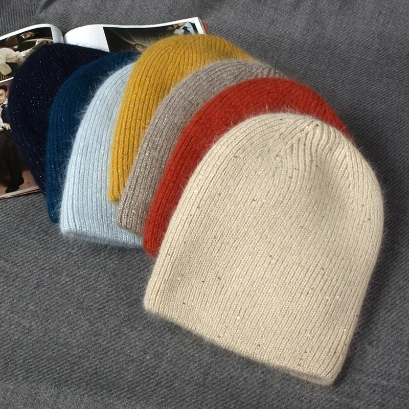Slouchy Solid-Colored Knitted Winter Beanie Hats