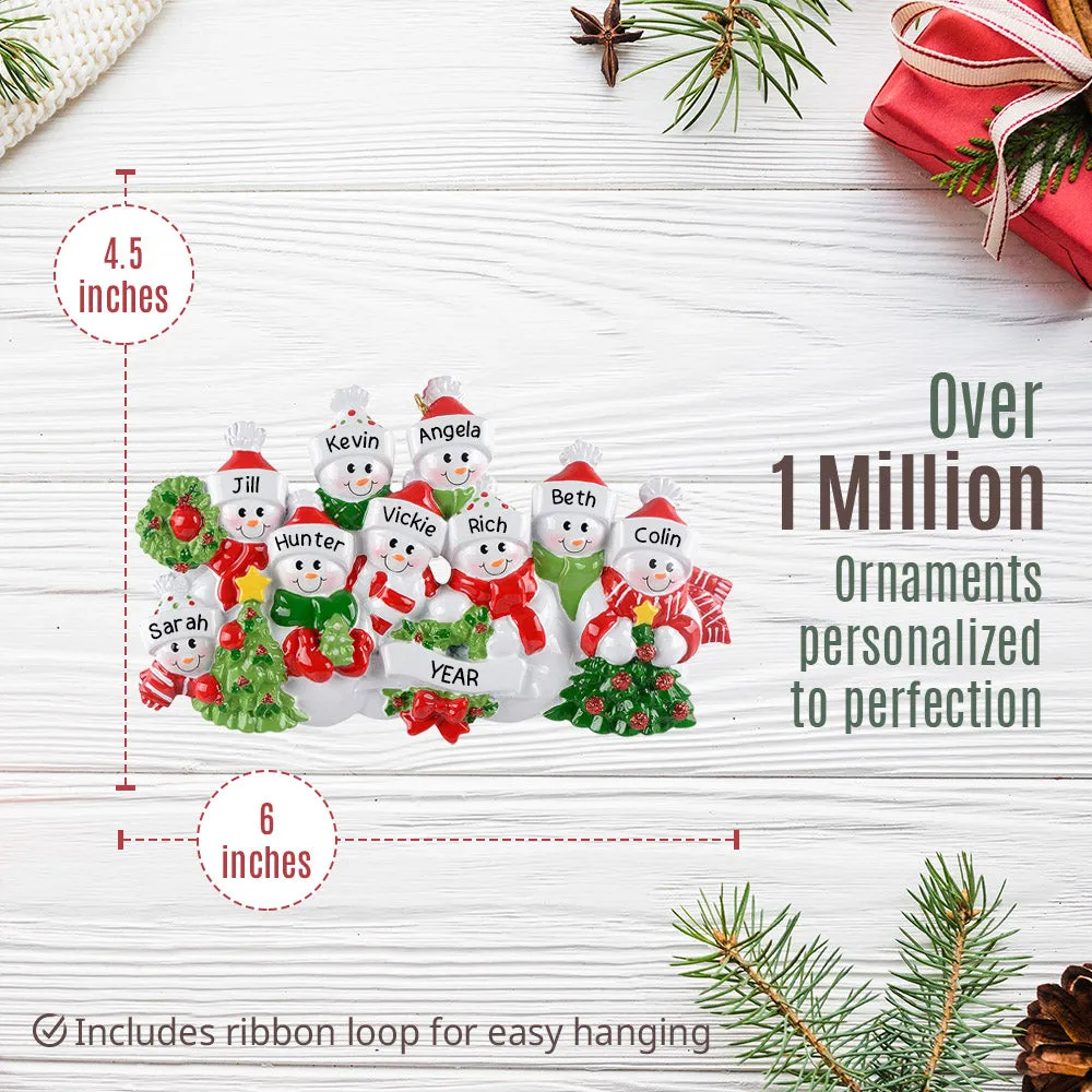 Snowman Family of 9 Christmas Ornament