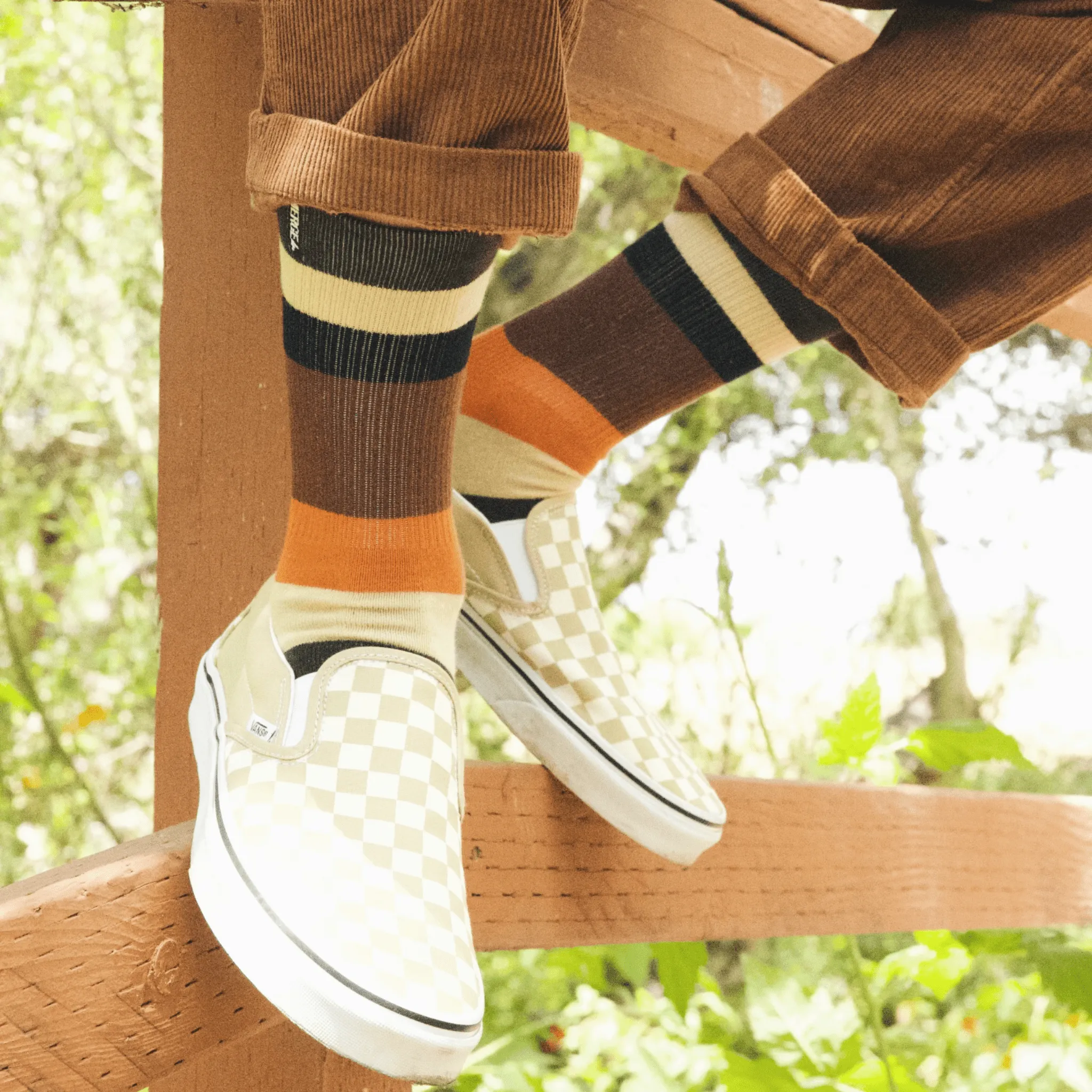 Spidey Brown Bamboo Stripes Crew Sock