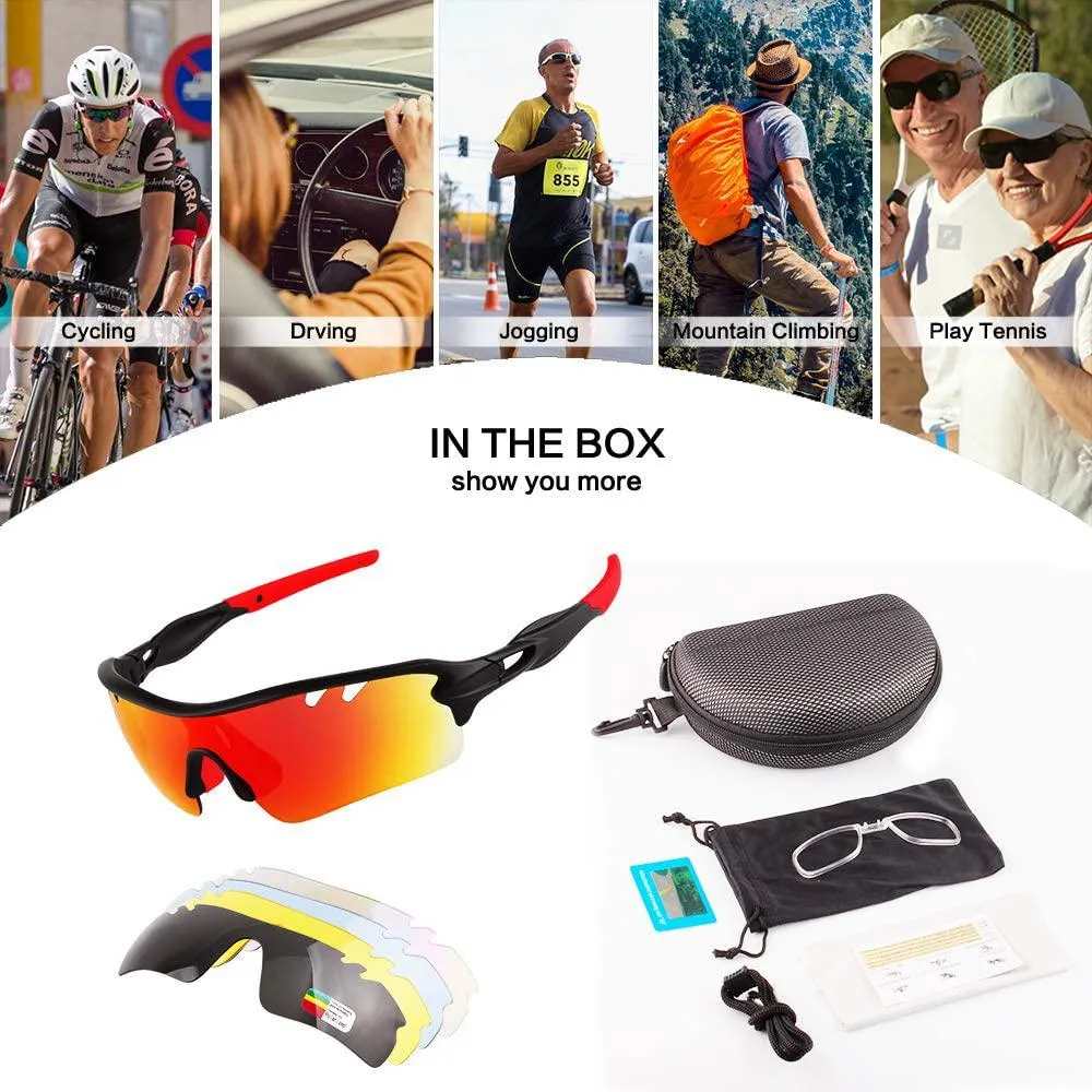 Toneoesol Polarized Sports Sunglasses with 5 Interchangeable Lenses